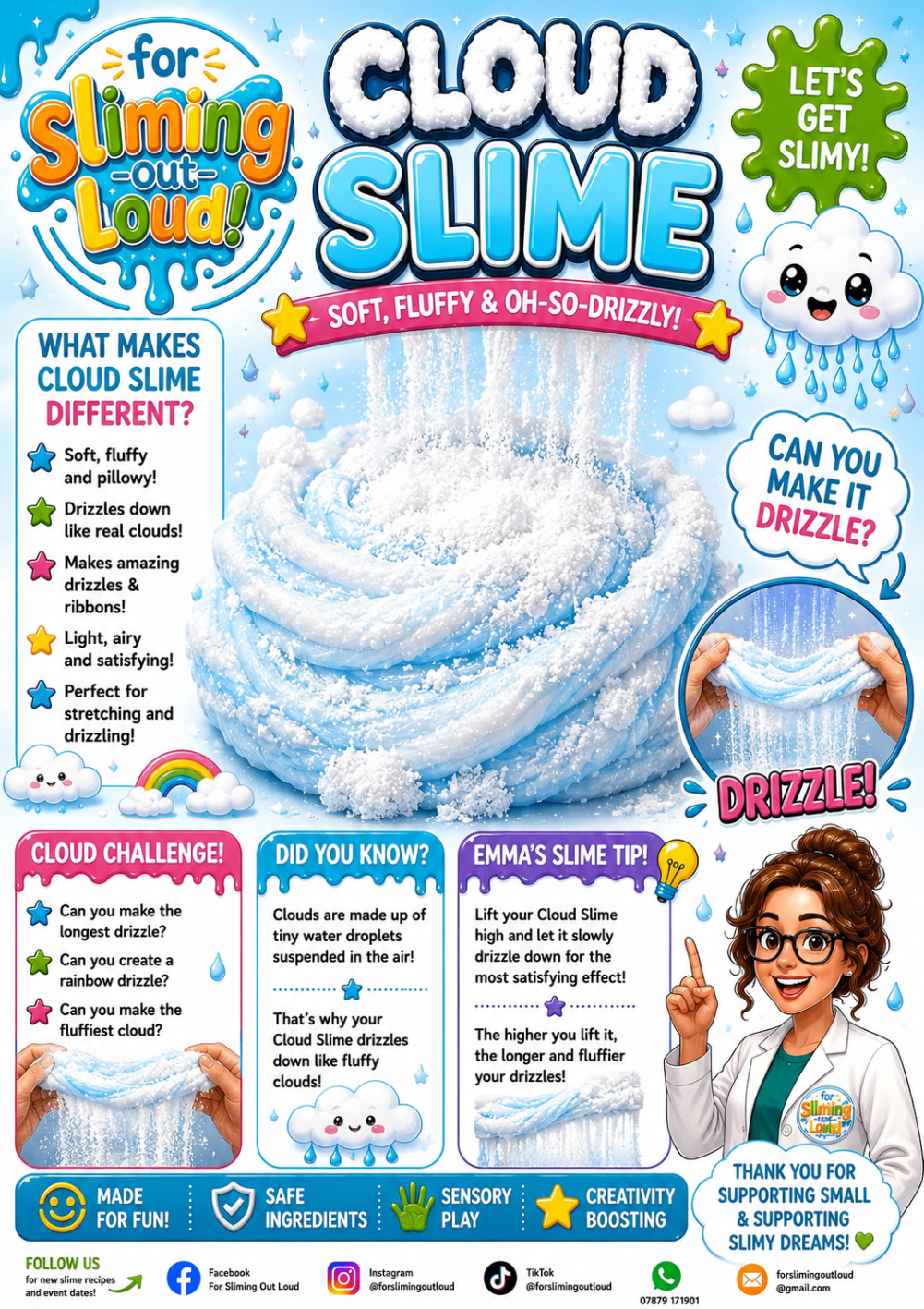 Cloud Slime poster showing the slime texture and features