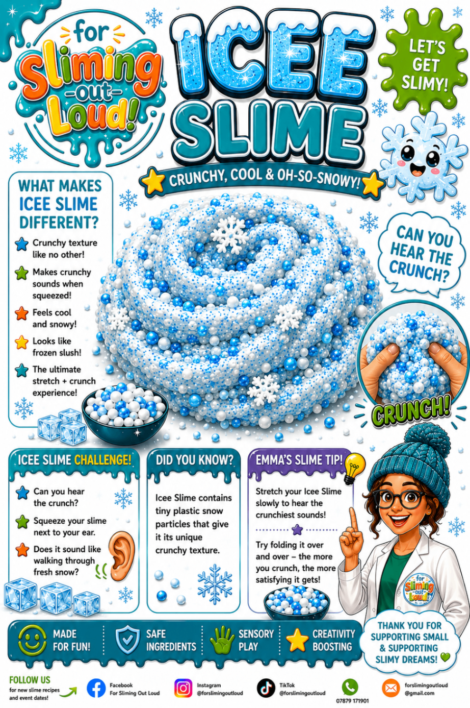 Icee Slime poster showing the slime texture and features